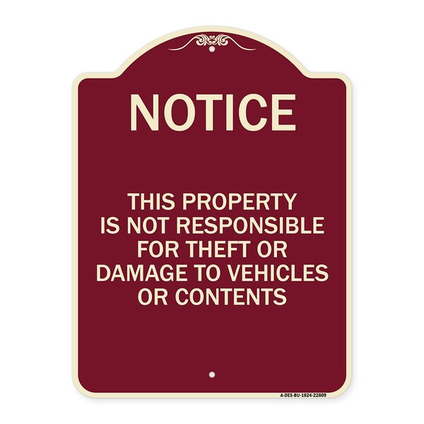 This Property Is Not Responsible for Theft or Damage to Vehicles or Contents, A-DES-BU-1824-22809
